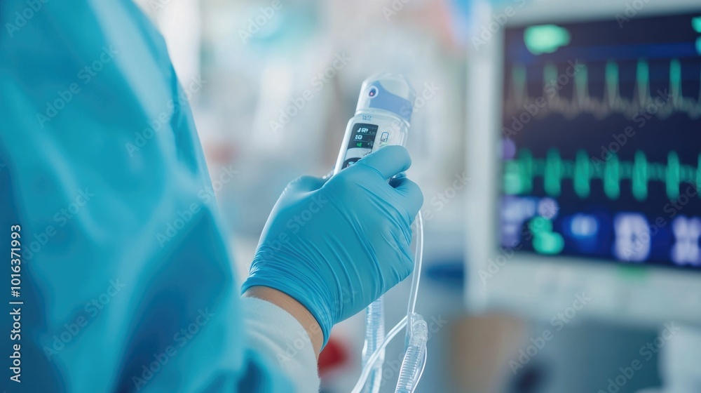 Close up of a nurse s hand holding a finger pulse oximeter device to check and monitor the oxygen levels and vital signs of a patient in a hospital or healthcare setting Close up of a nurse s hand holding a finger pulse oximeter device to check and monitor the oxygen levels and vital signs of a patient in a hospital or healthcare setting