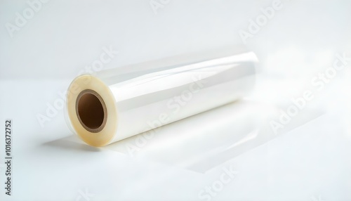 Plastic wrap clingfilm isolated on a white background with copy space