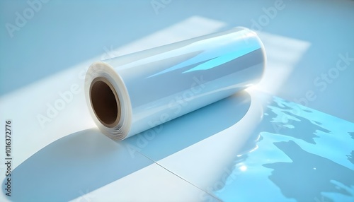 Plastic wrap clingfilm isolated on a white background with copy space photo