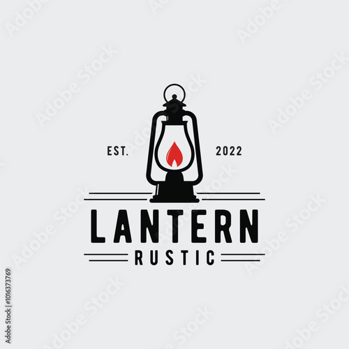 Rustic lantern lamp template logo for retro vintage home decoration.