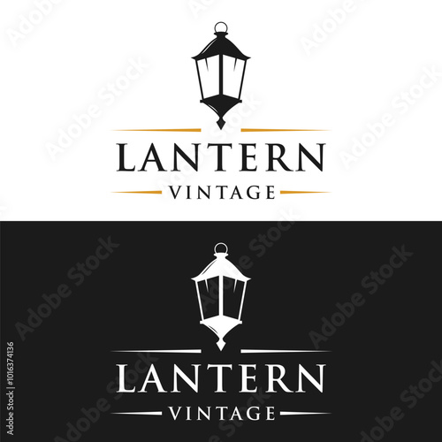 Rustic lantern lamp template logo for retro vintage home decoration.