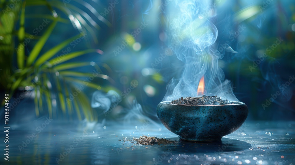 Tranquil Aromatic Bowl with Wisps of Smoke