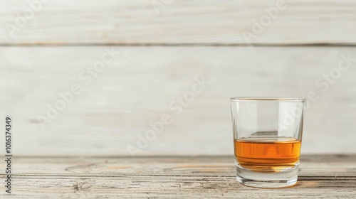 Schnapps in a small shot glass, Drink photography, copy space