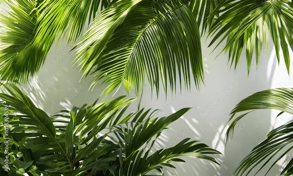 Realistic palm leaves bush on white background Realistic palm leaves bush on white background