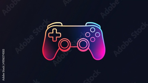 A colorful video game controller icon on a black background.