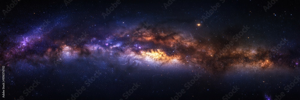 Obraz premium Panoramic View of the Milky Way Galaxy at Night