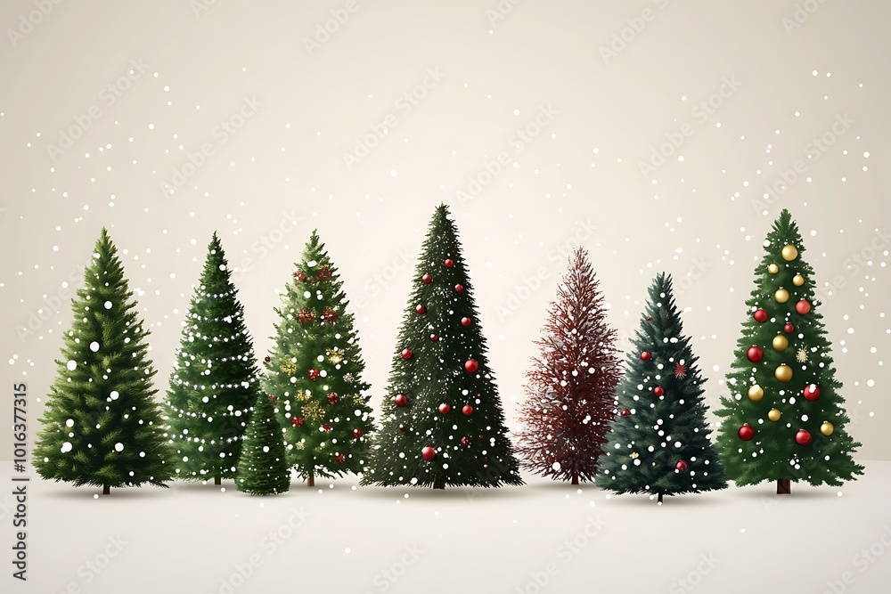 Fototapeta premium festive christmas tree illustration isolated on white background for design