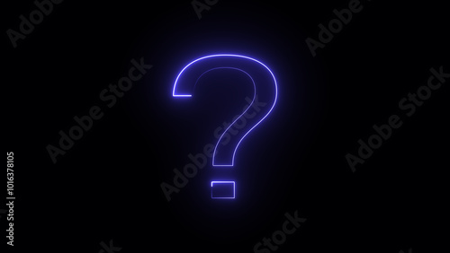 Abstract 3D rendering of globe  blue neon what symbol of question costing mark with globe outline with race and black background with reflection