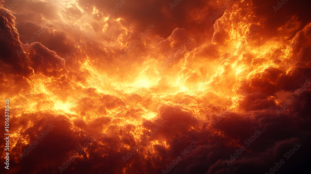 Dramatic fiery explosion with intense flames,combustion,and heat bursting forth from a stormy,apocalyptic sky. Powerful,chaotic,and destructive energy of a raging inferno in a fiery. Dramatic fiery explosion with intense flames,combustion,and heat bursting forth from a stormy,apocalyptic sky. Powerful,chaotic,and destructive energy of a raging inferno in a fiery.