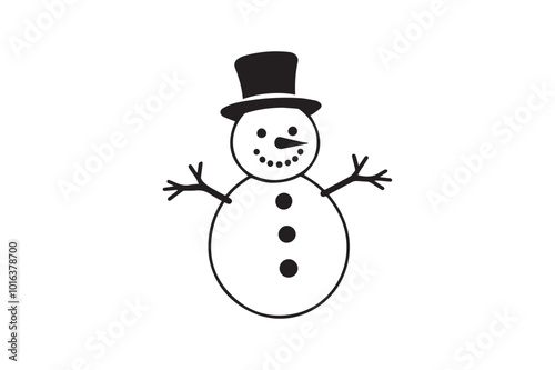 Jolly Snowman vector silhouette