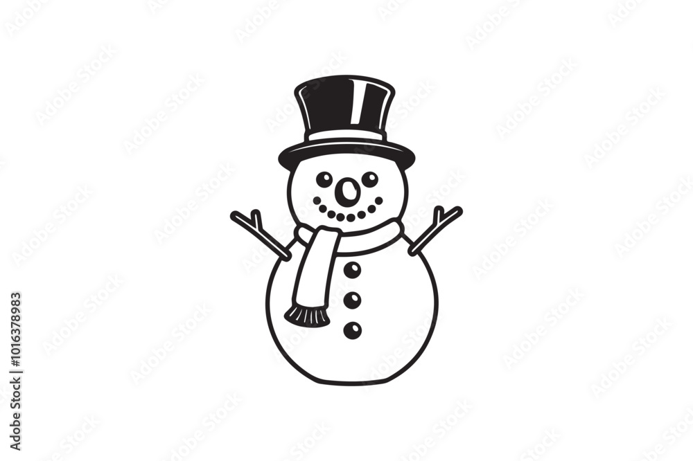 Jolly Snowman vector silhouette Jolly Snowman vector silhouette