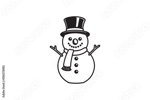 Jolly Snowman vector silhouette