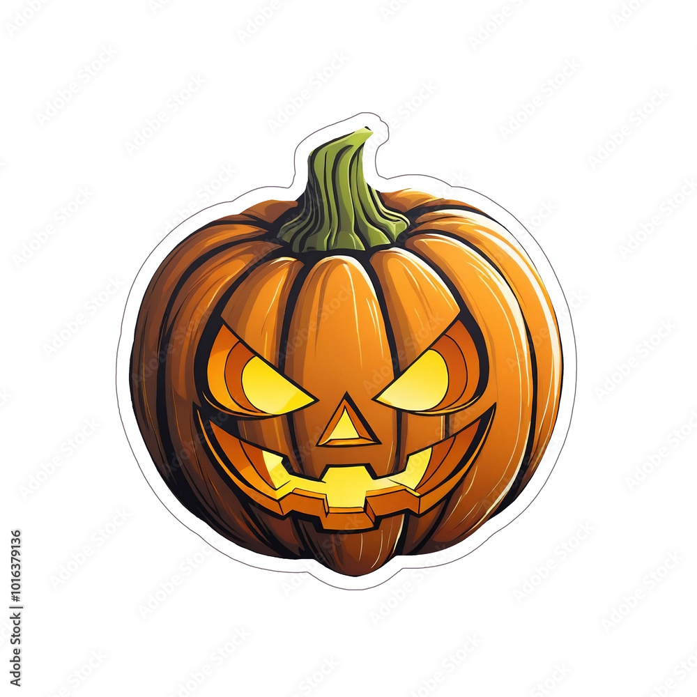 Cute carved pumpkin sticker. Halloween design and decoration. Isolated on transparent background. Cute carved pumpkin sticker. Halloween design and decoration. Isolated on transparent background.