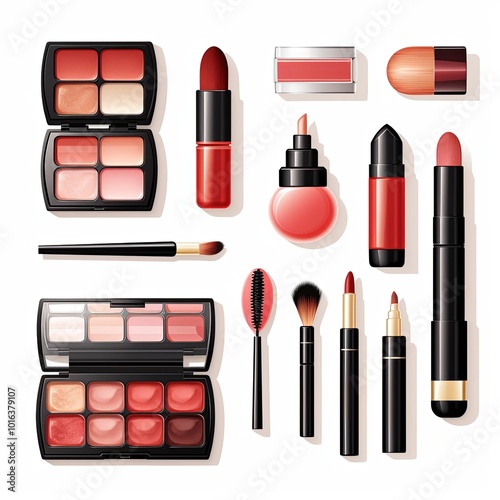 Illustration of set of Cosmetic beauty product on white background.