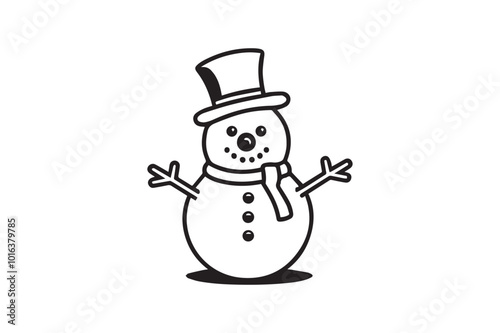 Jolly Snowman vector silhouette