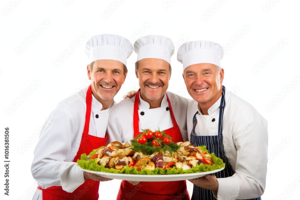 Chefs adult food white background. Chefs adult food white background.