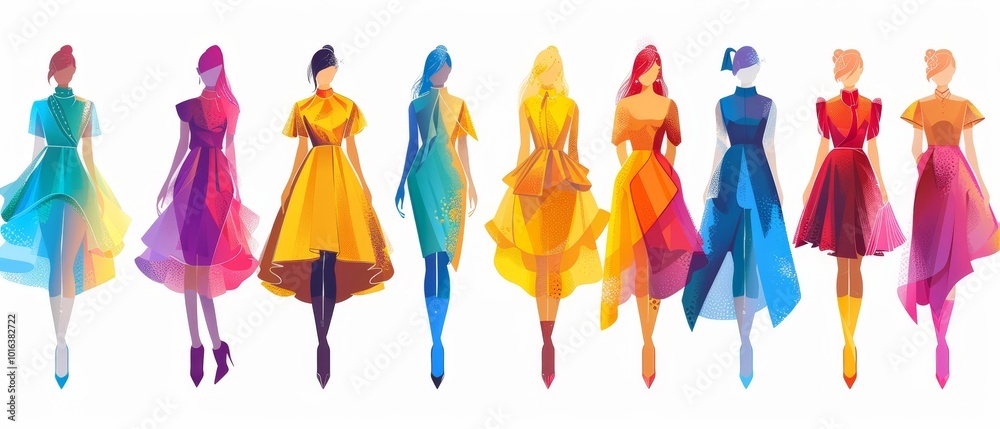 Colorful Fashion Illustrations of Modern Dresses Colorful Fashion Illustrations of Modern Dresses