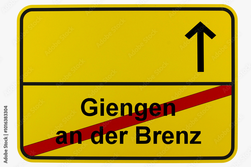 Obraz premium Illustration eines Ortsausgangsschildes von Giengen an der Brenz in Baden-Württemberg 