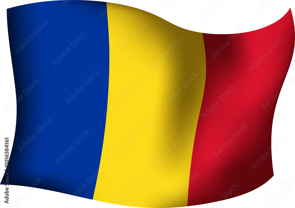 Fototapeta premium Romania Realistic 3D Waving Flag