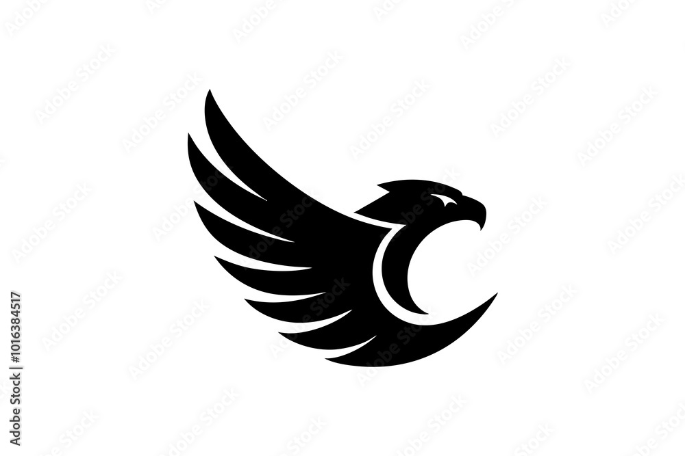 Minimal Eagle with C-Shaped Letter Logo on White Background Minimal Eagle with C-Shaped Letter Logo on White Background
