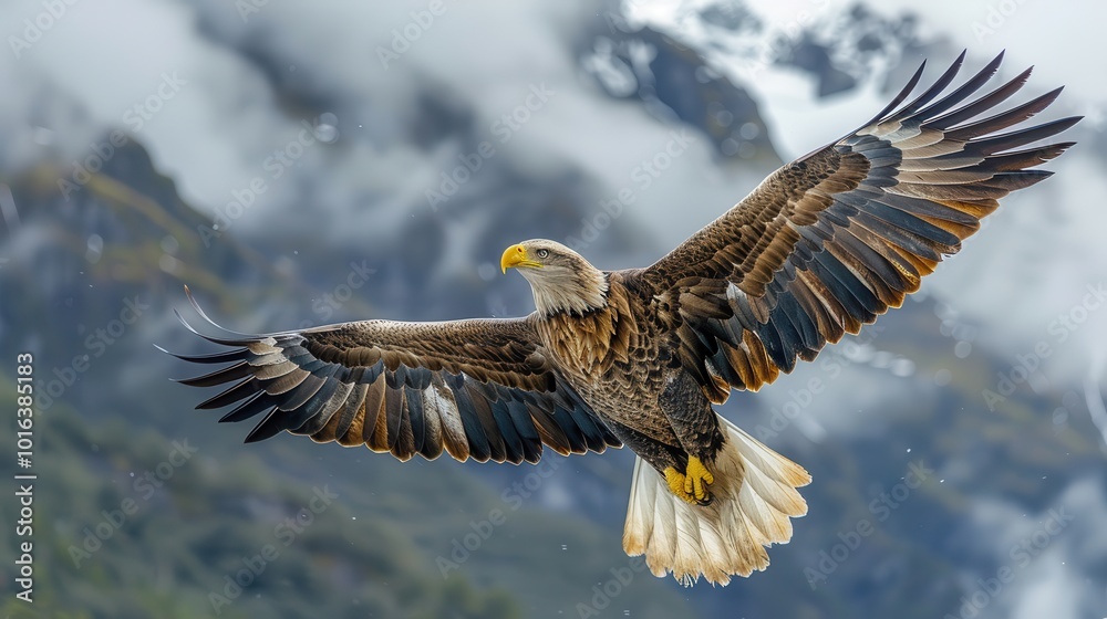 Majestic Eagle in Flight Over Scenic Mountains Majestic Eagle in Flight Over Scenic Mountains