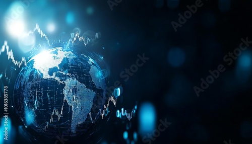 Global business data visualization on a digital earth.