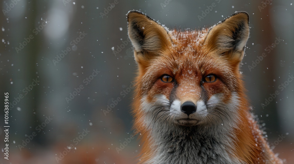 Red Fox in Snowy Forest During Winter Season Red Fox in Snowy Forest During Winter Season