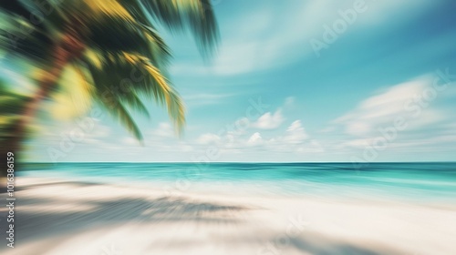 Serene Tropical Beachscape A Blissful Escape with Palm Trees and Azure Waters