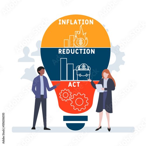 IRA - Inflation Reduction Act acronym. business concept background. vector illustration concept with keywords and icons. lettering illustration with icons for web banner, flyer, landing pag