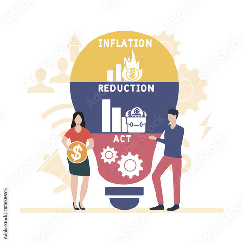 IRA - Inflation Reduction Act acronym. business concept background. vector illustration concept with keywords and icons. lettering illustration with icons for web banner, flyer, landing pag