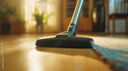 Wallpaper Mural Vacuum cleaner gliding across a wooden floor while sunlight streams through the windows in a cozy living room. Torontodigital.ca