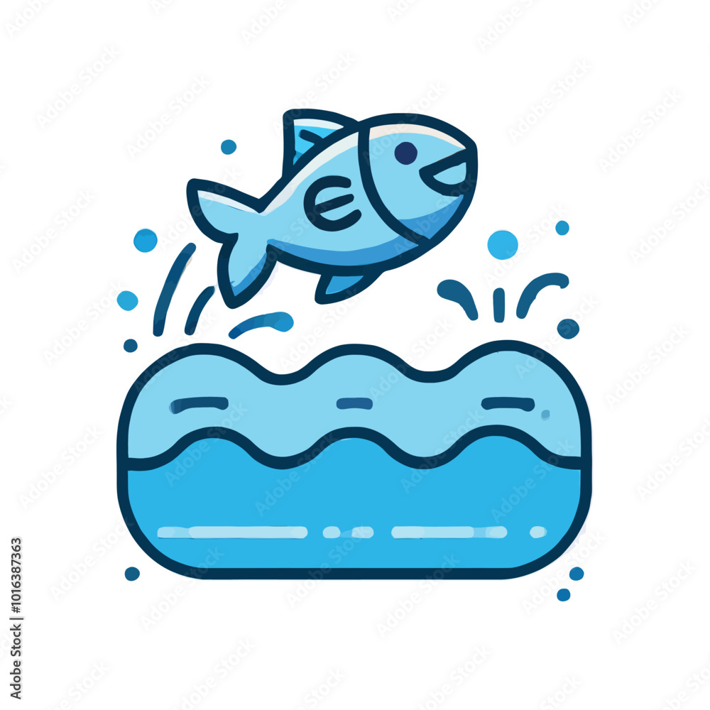 cartoon of a happy fish jumping out of a river cartoon of a happy fish jumping out of a river