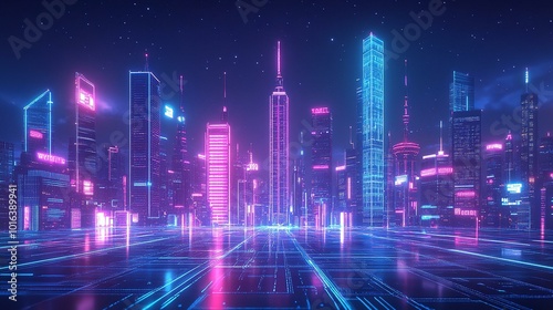 Futuristic Cityscape A Neon Dream of Tomorrow's Urban Landscape