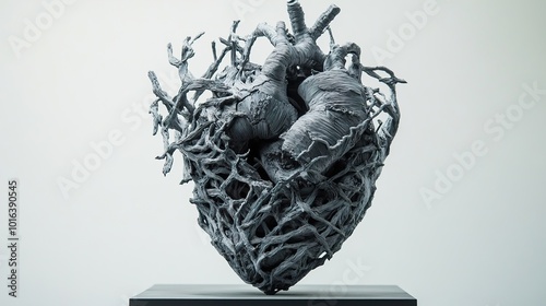 Intricate Wood Sculpture: A Heart of Branches