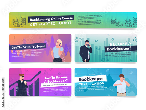 Landing page for an online bookkeeping course featuring diverse professionals engaging with financial topics