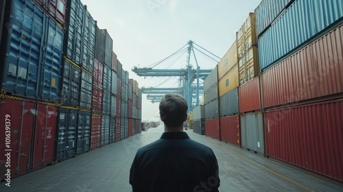 Freight logistics being managed at a global seaport terminal photo