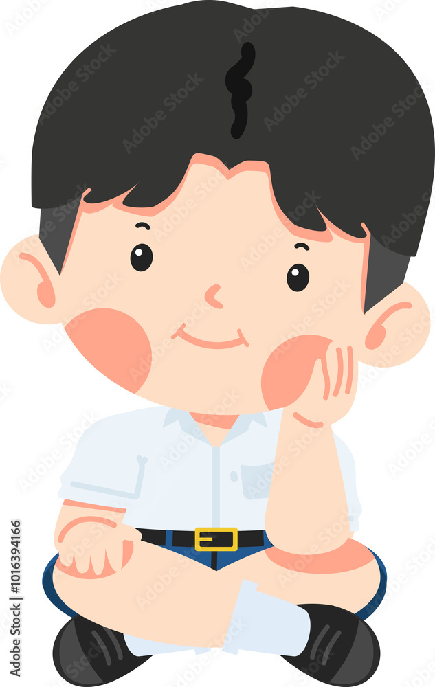Cartoon of a boy resting his chin on his hand Cartoon of a boy resting his chin on his hand