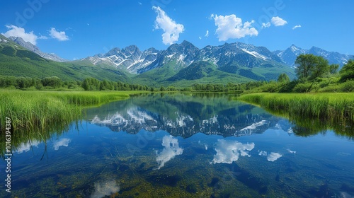 Serene Mountain Reflection in a Calm Lake Scene