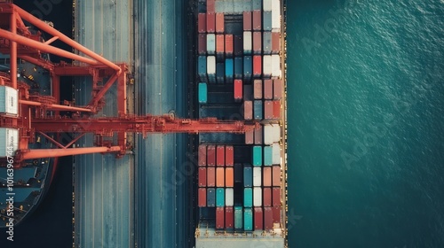 Shipping containers being loaded at a maritime structure