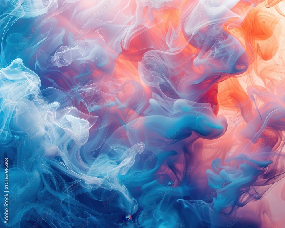 Fototapeta premium Smoke textures resembling mythical creatures, mysterious and whimsical, Digital, Cool tones, Photograph, Fantastical forms