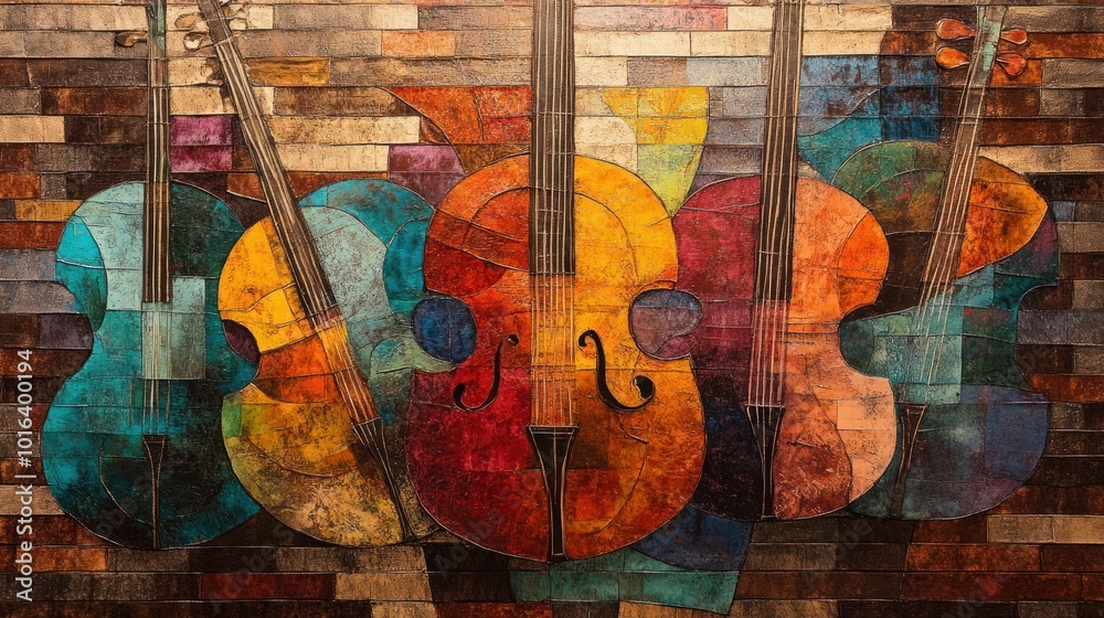 Naklejka premium Abstract Violin Mosaic