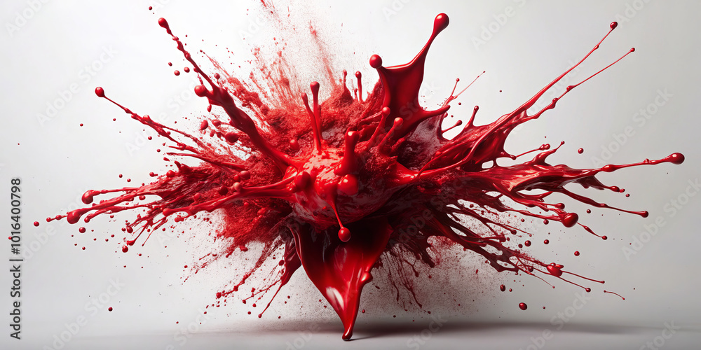 Dynamic red paint splatter creates explosive visual effect, showcasing vibrant color and energy. vivid red contrasts sharply against neutral background, evoking sense of movement and creativity Dynamic red paint splatter creates explosive visual effect, showcasing vibrant color and energy. vivid red contrasts sharply against neutral background, evoking sense of movement and creativity