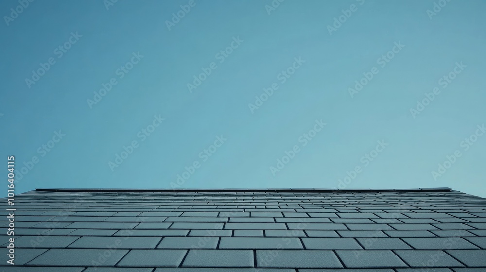 Fototapeta premium Neatly arranged roof shingles, ample copy space in the sky above