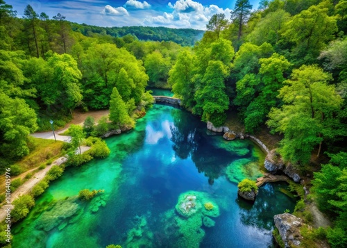 Amid lush greenery, Bell Smith Springs reveals tranquil waters, creating a peaceful sanctuary in the wilderness, ideal for those seeking solace and connection with nature.