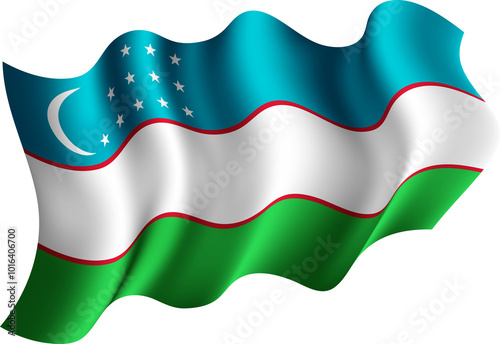 Uzbekistan Realistic 3D Waving Flag