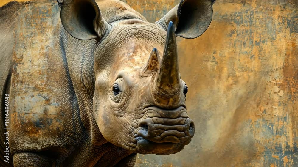 A close-up of a white rhinoceros's head, showcasing its wrinkled skin and prominent horn A close-up of a white rhinoceros's head, showcasing its wrinkled skin and prominent horn
