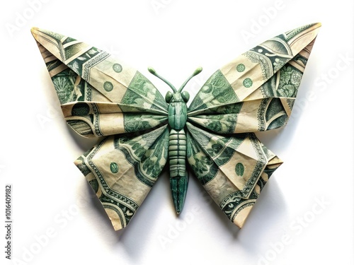 Beautifully folded dollar origami butterfly showcasing intricate design and creative craftsmanship