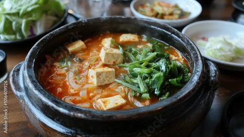 Noodles in a takeaway container, garnished with crispy fried tofu and fresh greens, perfect for a quick meal