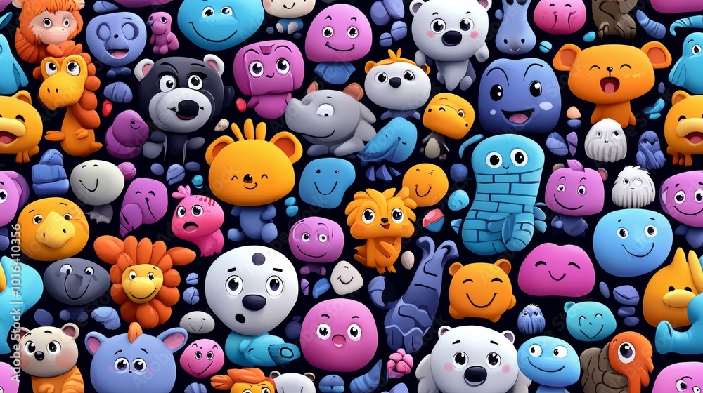 Colorful Playful Cartoon Pattern Design Colorful Playful Cartoon Pattern Design