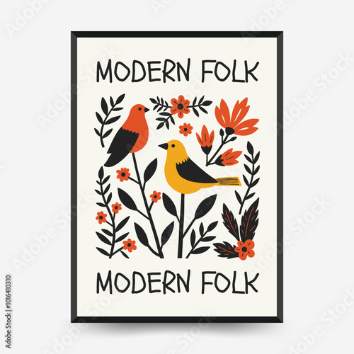 Abstract folk nordic art posters template. Modern trendy minimal style. Hand drawn design for wallpaper, wall decor, print, postcard, cover, template, banner.